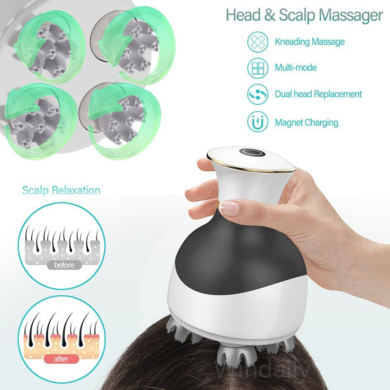 Wireless Electric Scalp Massager for Hair Growth Head Stress