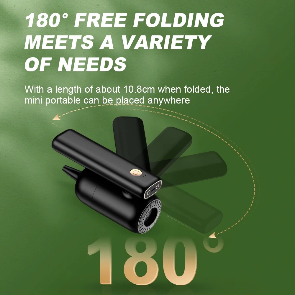 180° Inflator Foldable Suction Portable Air Duster with LED Light